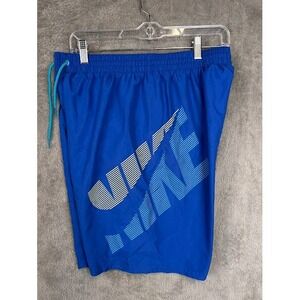 Nike Swim Trunks Shorts Blue Large Big Swoosh Logo Athletic Men's